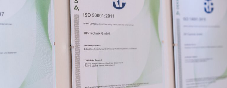 Close-up of the certificates for emergency lighting