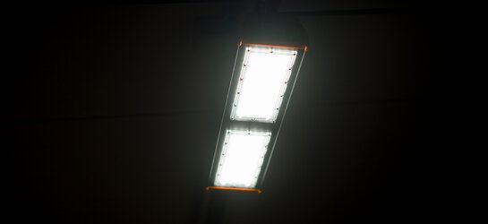 Interior view of the hall spotlights at night 